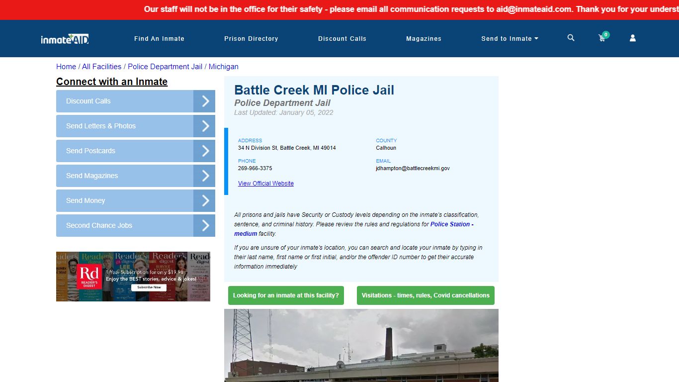 Battle Creek MI Police Jail & Inmate Search - Battle Creek, MI